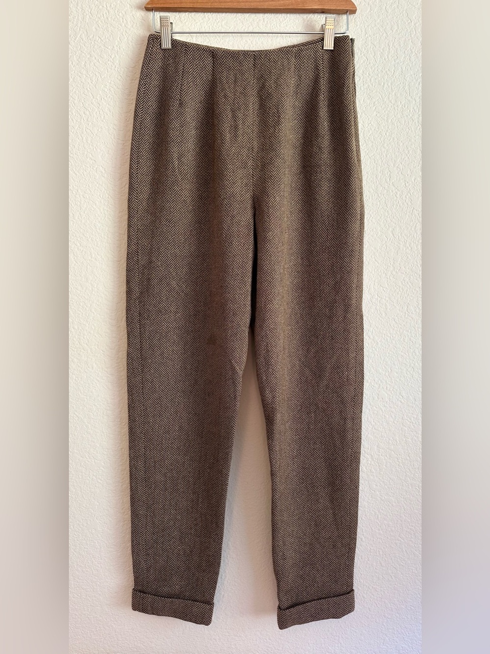 VTG Ralph Lauren Purple Label Pants Women’s Size 6 Brown Wool Houndstooth 90’s